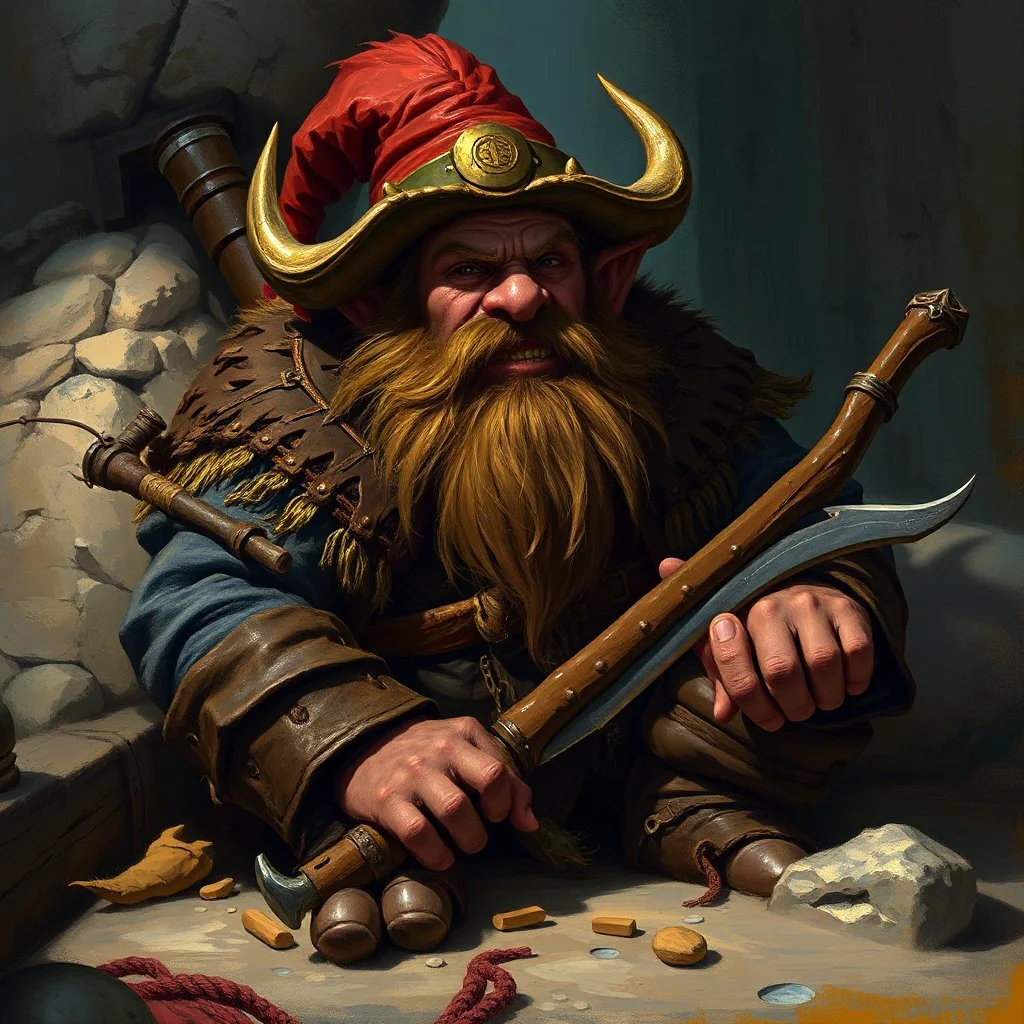 western dwarf bandit relaxing realistic fantasy art