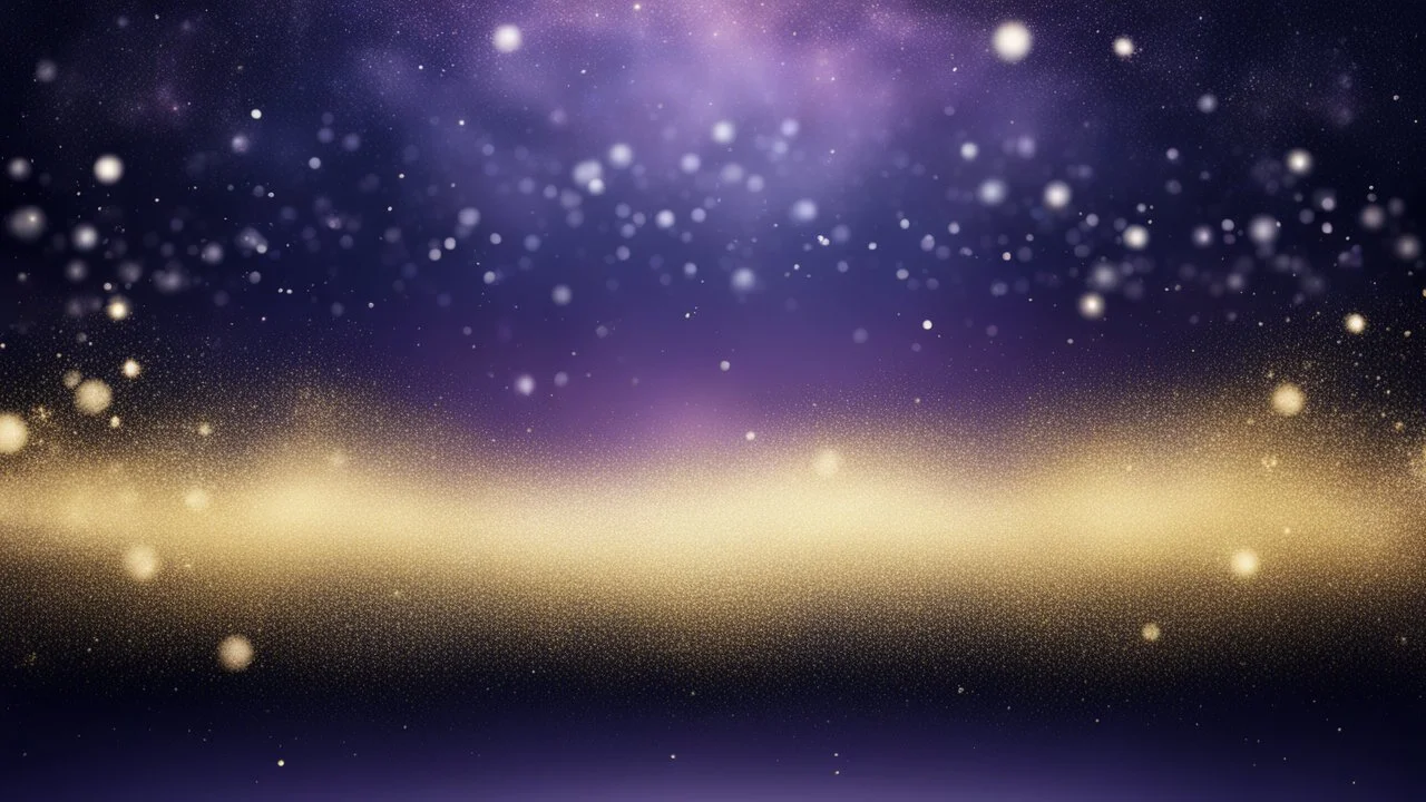 Subtle Golden Sparkling Christmas Background With Elegant Purple Navy-Blue And Black Sky With Subtle Snowfall Showing Dramatic And Cinematic Ambiance.