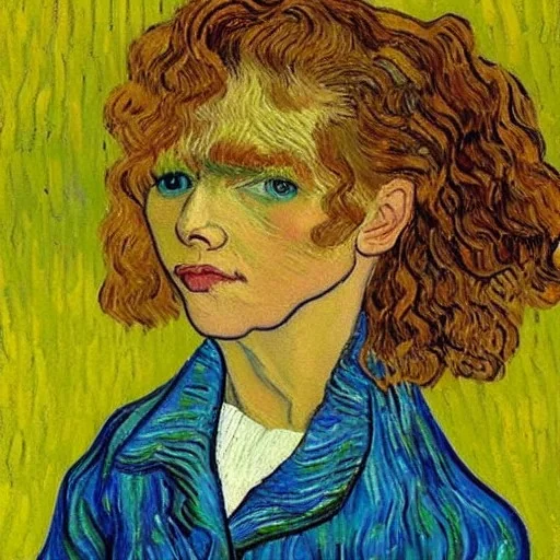 Curly hair girl van gogh