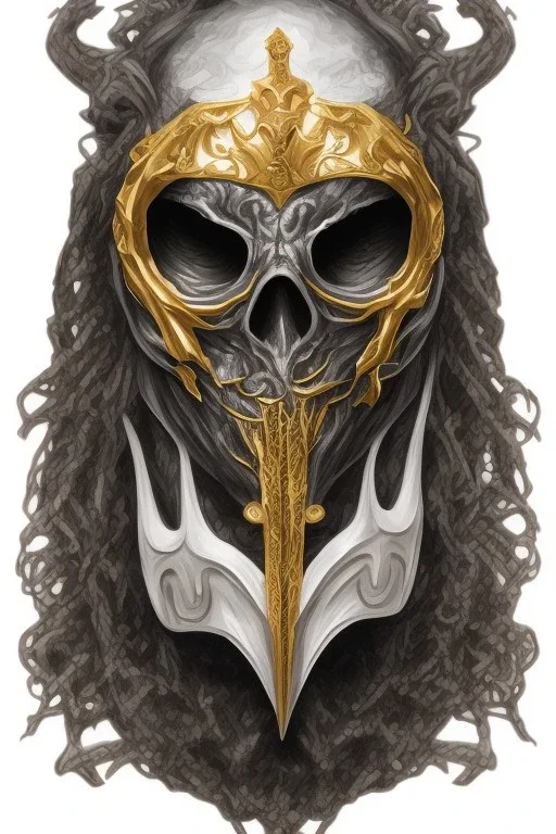 Realistic anime black metal corpsepaint Slipknot mask god with golden crown