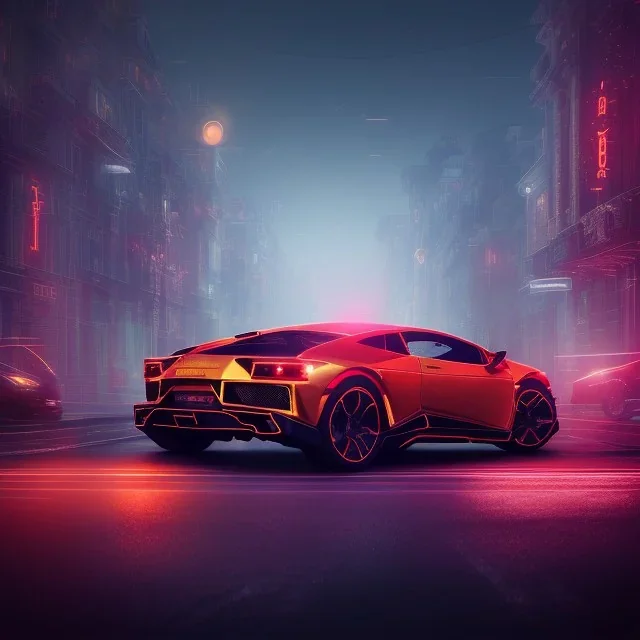 gold lamborgini at the night city, neon,full color, beautiful color, RTX, TXXA, SSAO, High quality,hyperrealistic, cinematic, Super detailed, Anti-Aliasing,Full color, HDR,4k