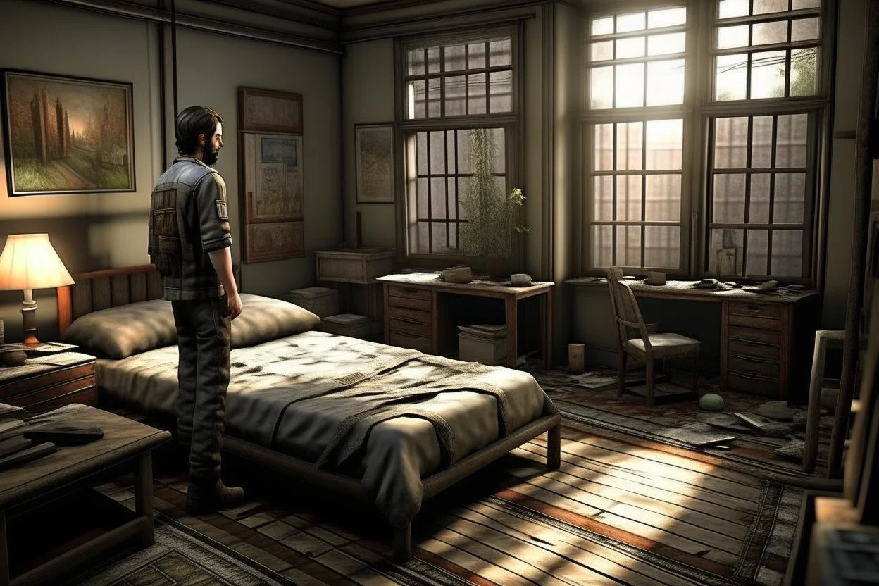 The Walking Dead Game World no characters, for hotel room, realistic.