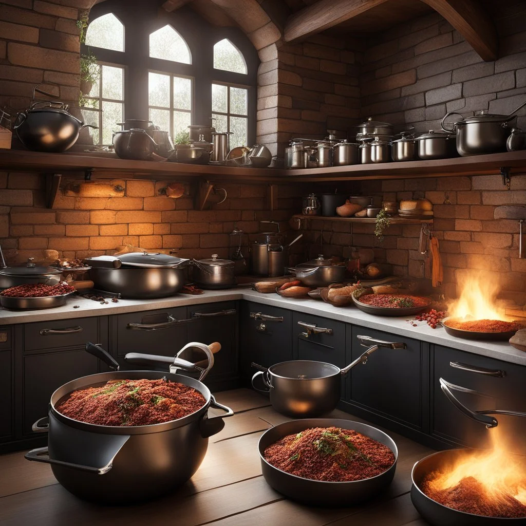 A bustling kitchen, filled with the clinking of pots and pans, the crackle of the hearth, and the rich scents of spices hanging in the air. The Paladin of the Holy Order stands at the center of it all, a master of culinary creativity and precision. Today, the challenge is to highlight a specific ingredient in a way that is both creative and absolutely delicious. The Paladin's eyes gleam with determination as they reach for a plump, ripe venison. The succulent meat to be showcased in a truly inno
