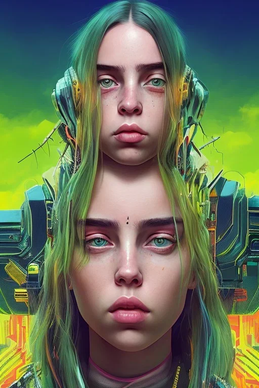 Billie Eilish, cyberpunk2077, booty, photorealistic