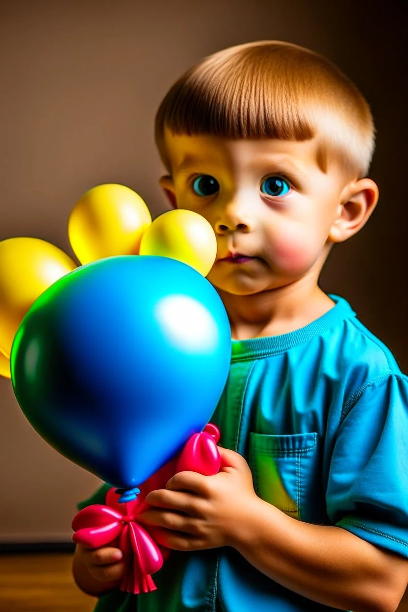 child holding a balloon dog