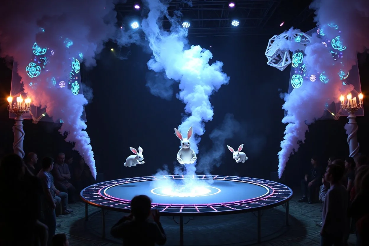 ai magic show presentation wow effect smoke bunnies awesome awesome trampoline portal awake within a dream