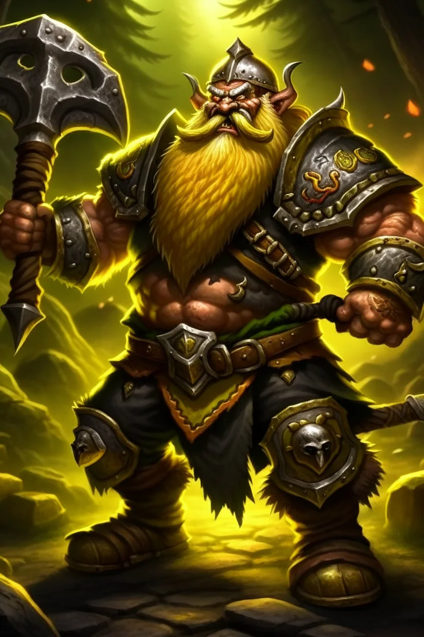 dwarf savage angry axes cleaver attack striking swinging chopping dual wielding two weapons mad consumed warcraft war knight soldier strong attacking furious wrath small silly