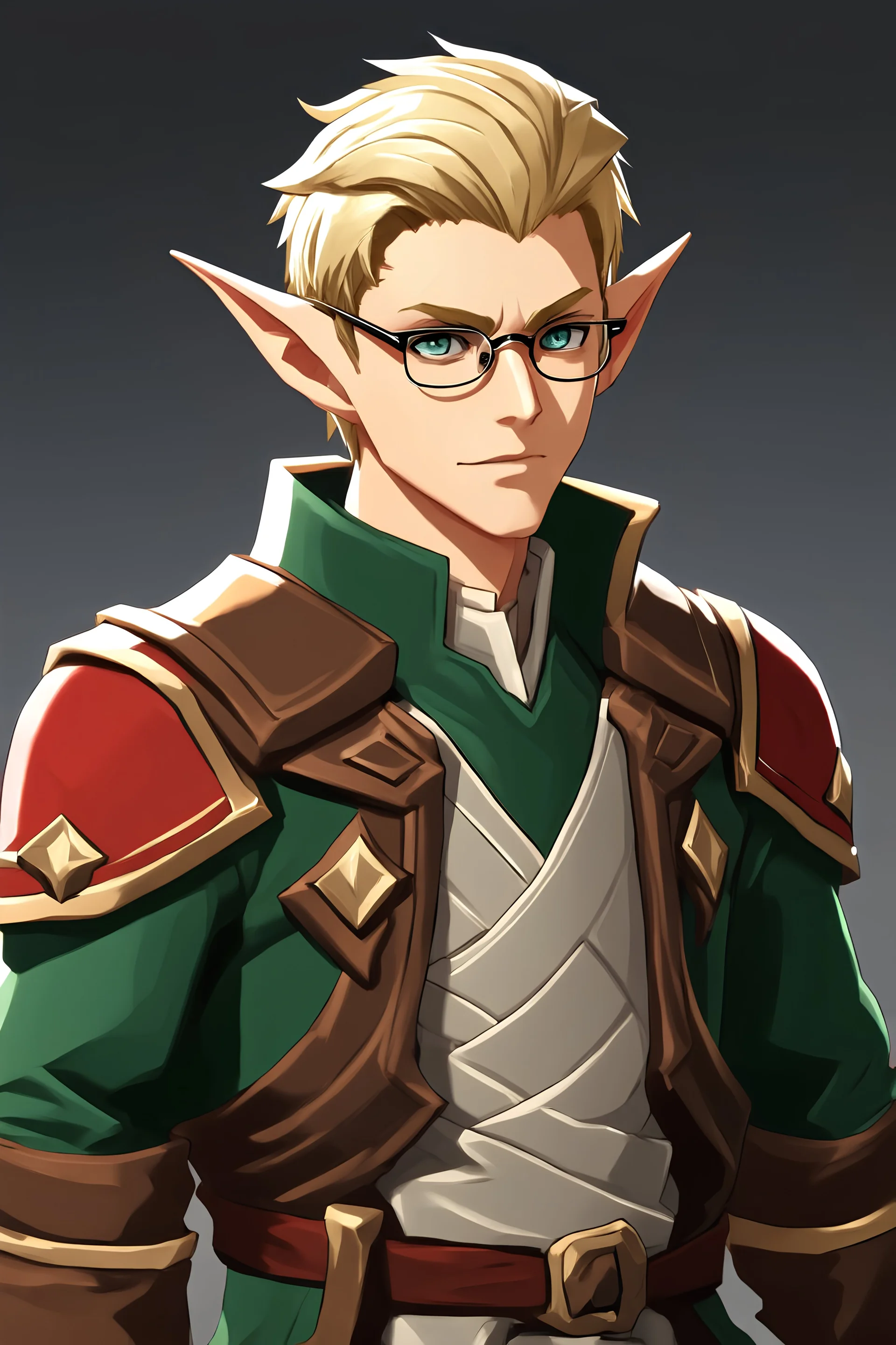 blonde male high elf with glasses