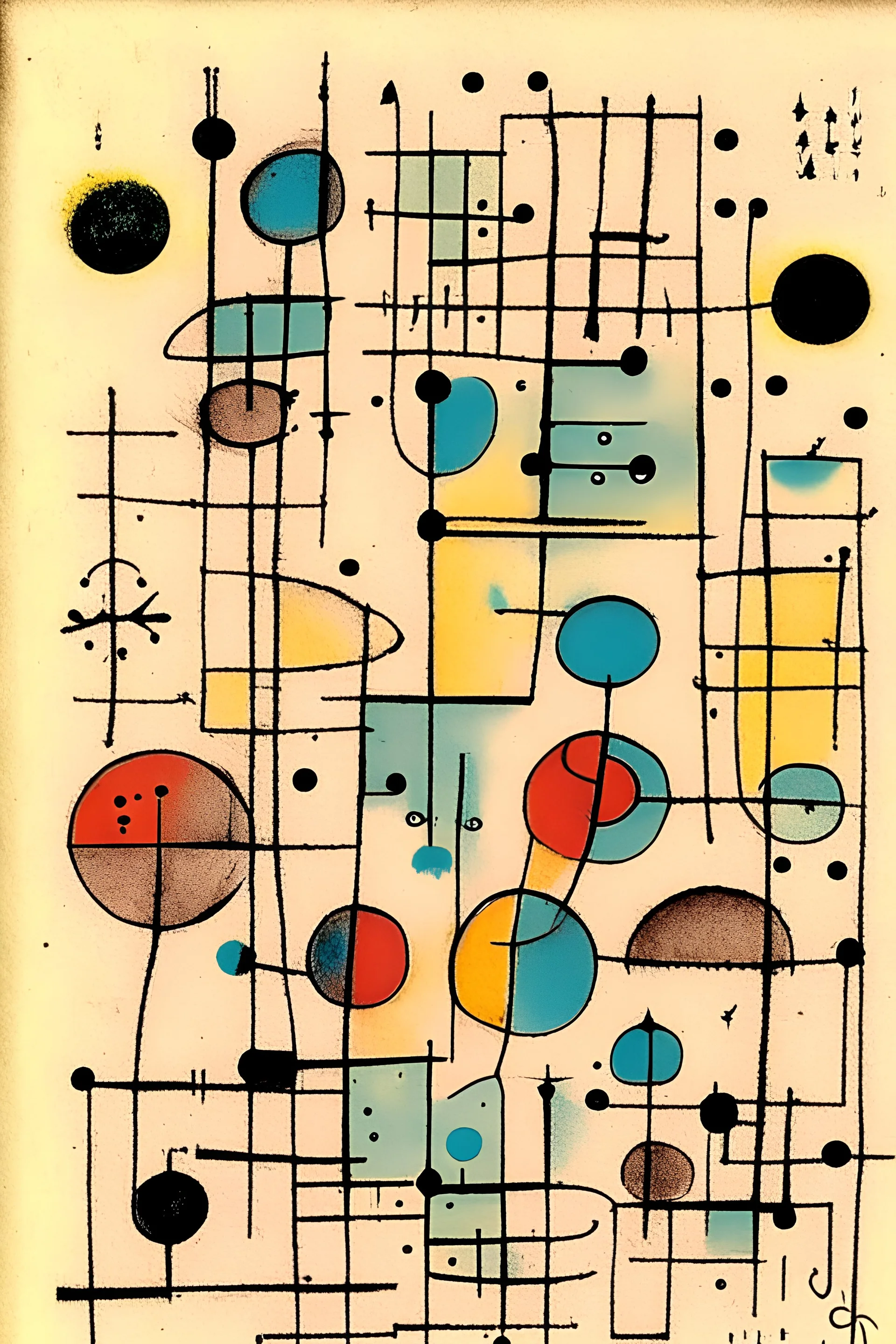 ink transfer in the style of Paul klee the twittering machine