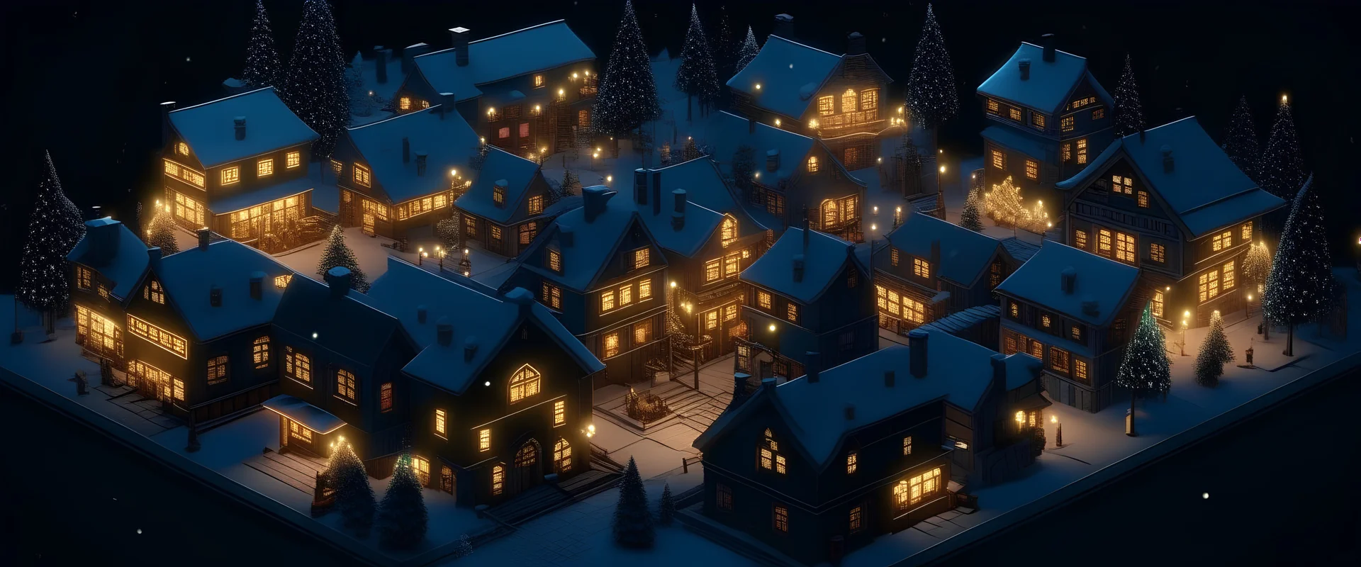 a christmas village at night Generative AI