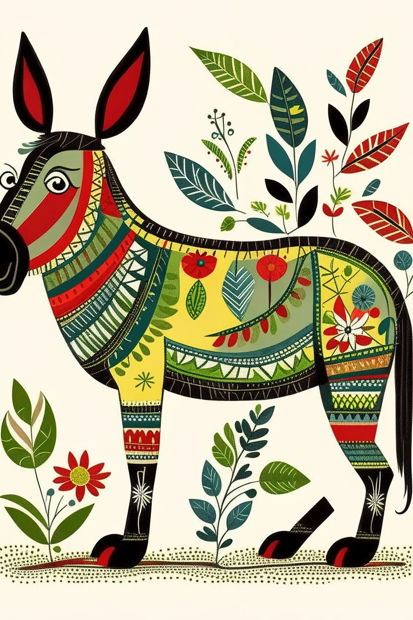 German Folk Art Donkey illustration