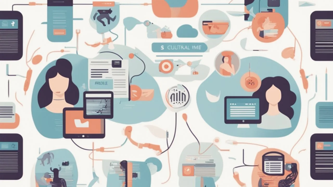 "The article's image visually encapsulates the intricate world of digital fame culture and the impact of social media on cultural interaction and learning. It embodies key symbols and elements of this culture, featuring social networks, digital icons, and the interconnected world. By directing the spotlight on these elements, the image aims to highlight the article's content, encouraging readers to pause and explore its ideas and analysis."