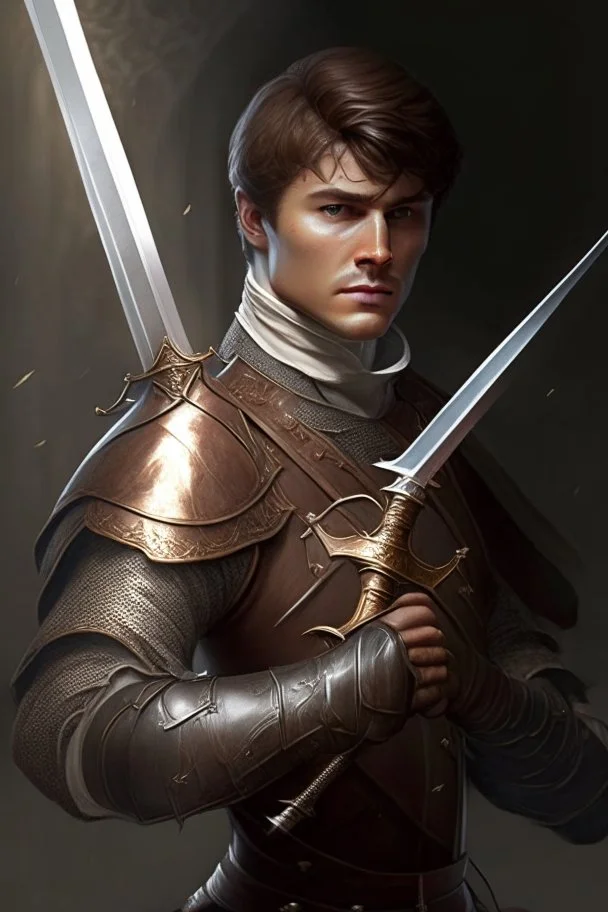 noble swordman with rapier short brown hair