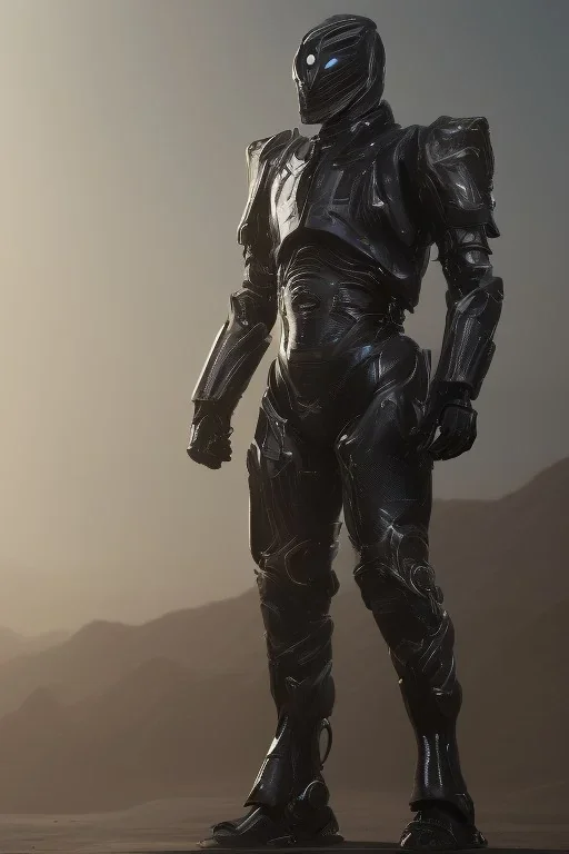 cyber ninja, black metal armor, futuristic suit, imperious, 8k resolution, overwathc