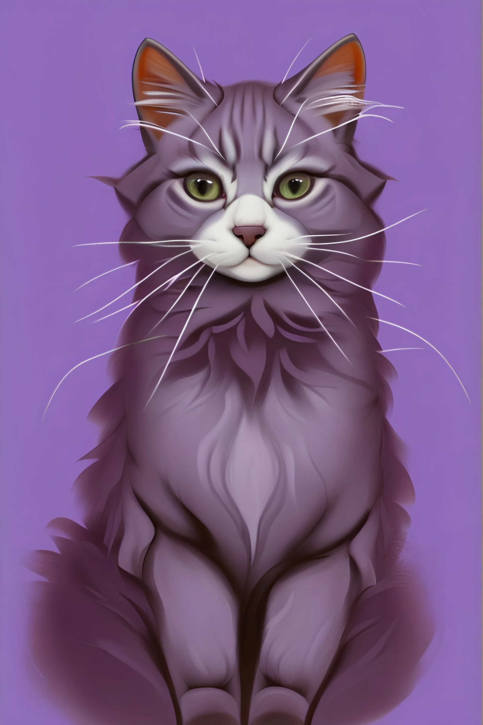 Purple cat, with a lot of fur