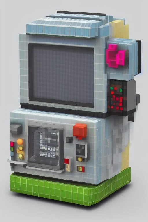 3D pixel retro tiny cute electronics render.