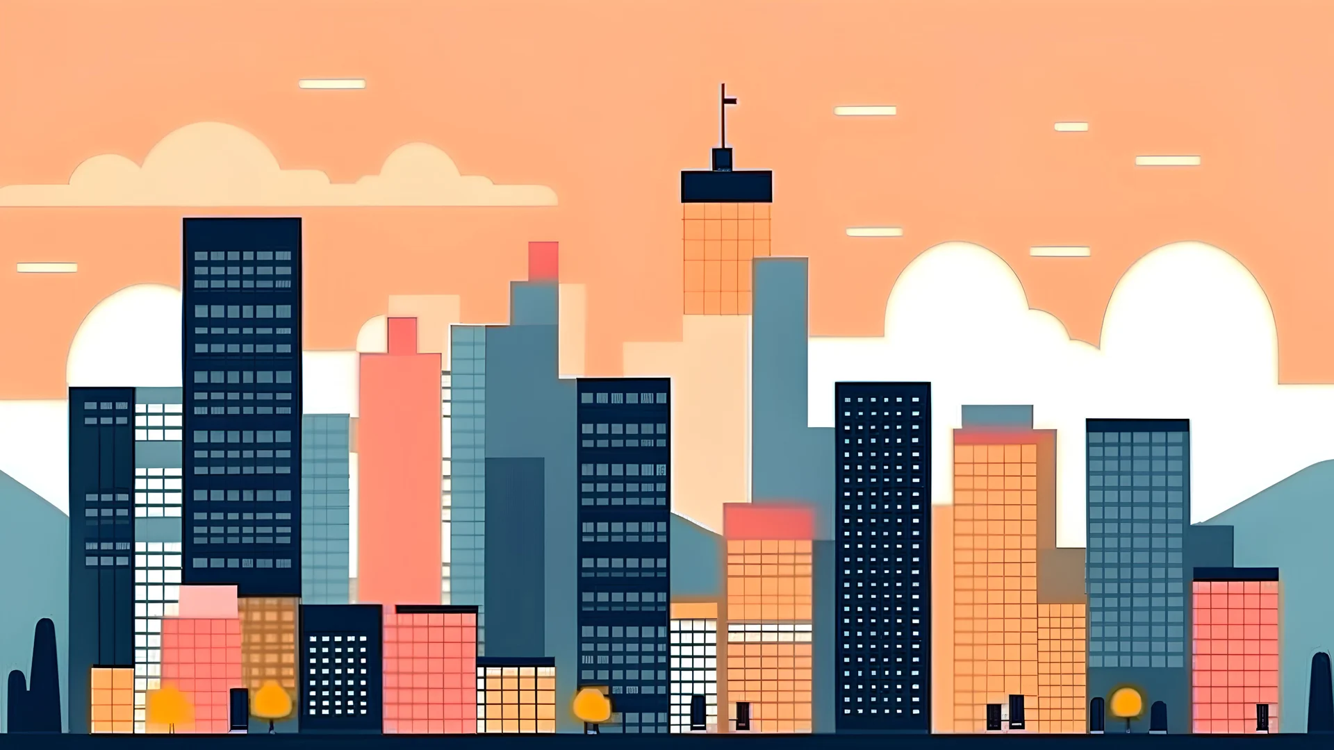modern city landscape, minimalistic, flat style