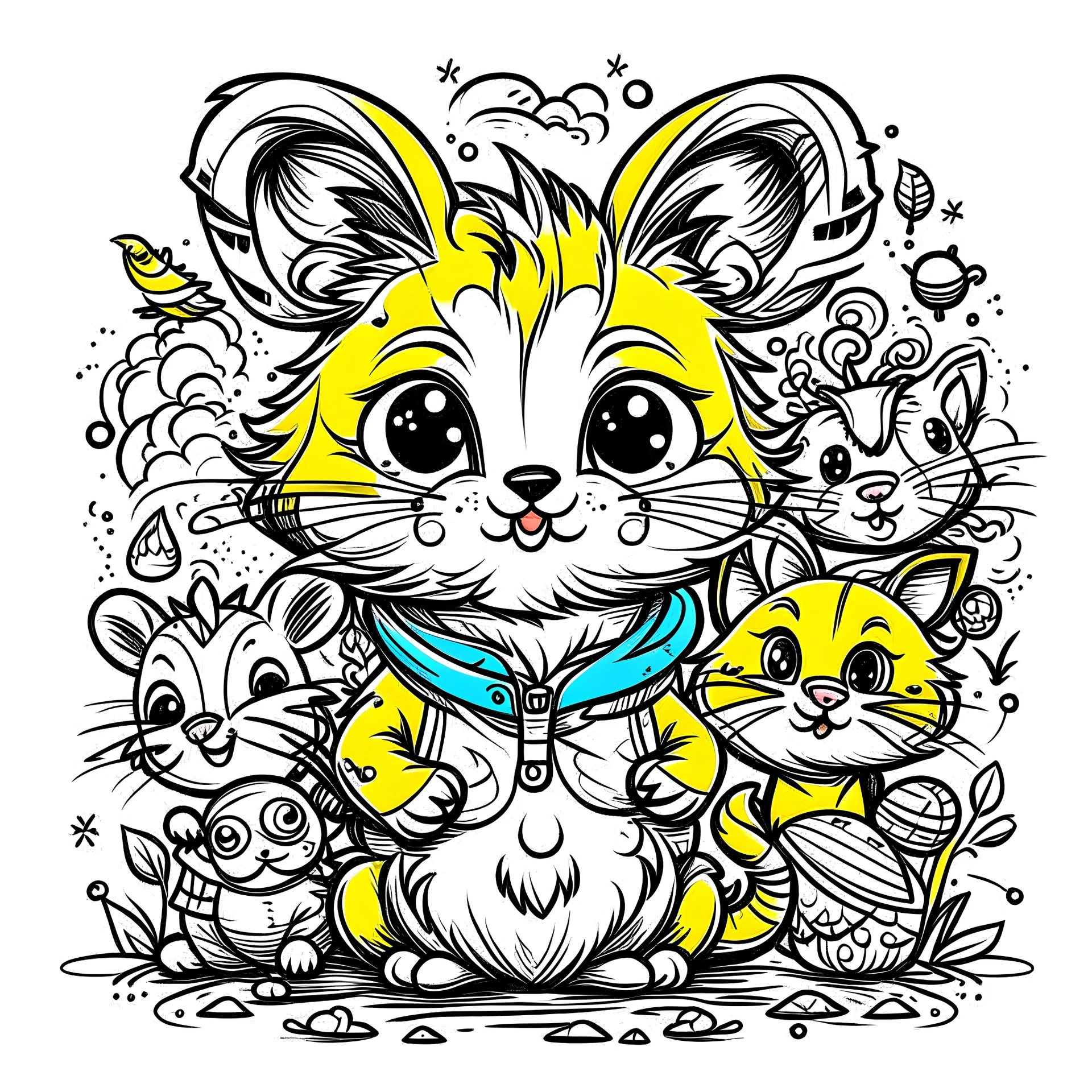 Playful kids animal tshirt design, vector graphic, colorful, adorable, cute, vector illustration, white background, artsy