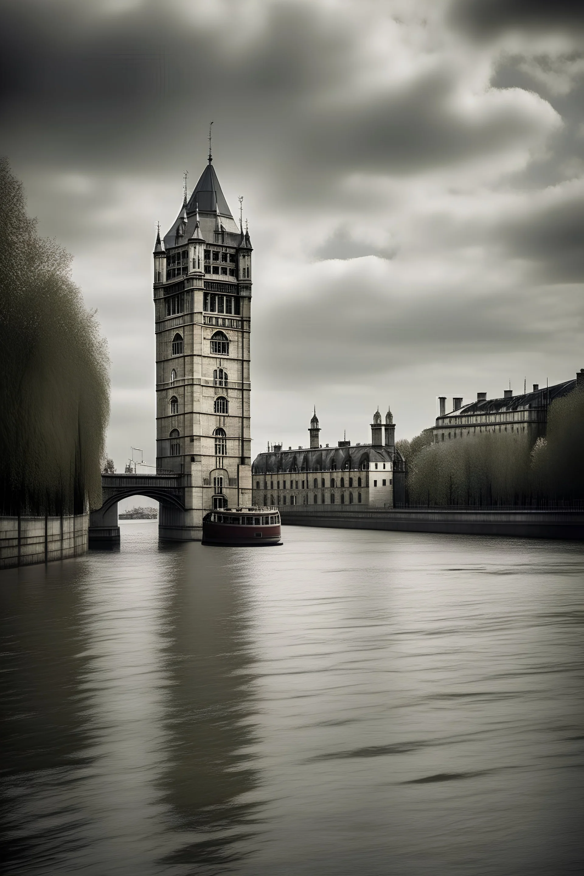 portrait of river thames with london tower