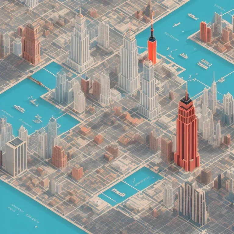 isometric architecture illustration of a city new york