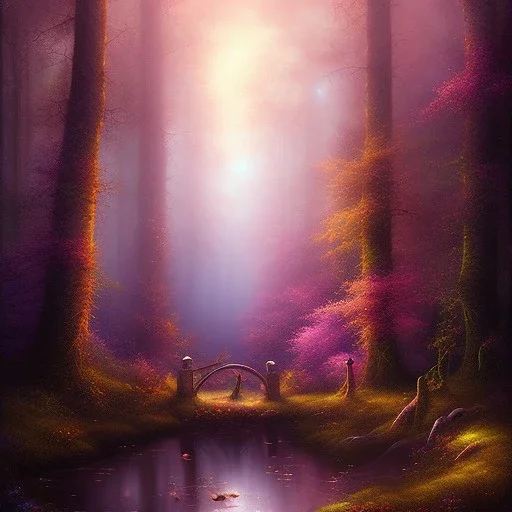 romantic fantasy spray painting, deep forest