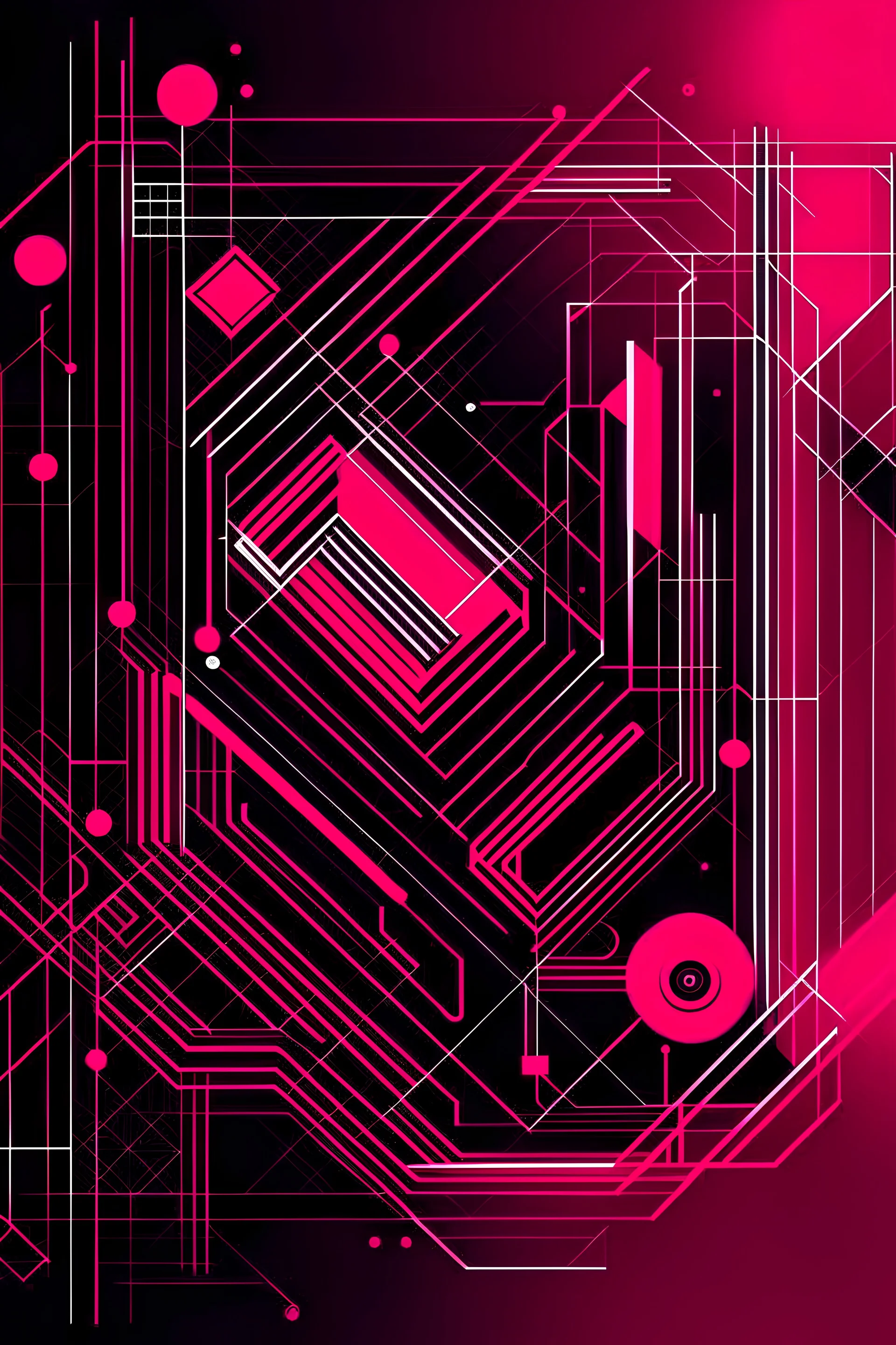 pink circuit lines with abstract geometric shapes for a logo "Glaamify Tech"