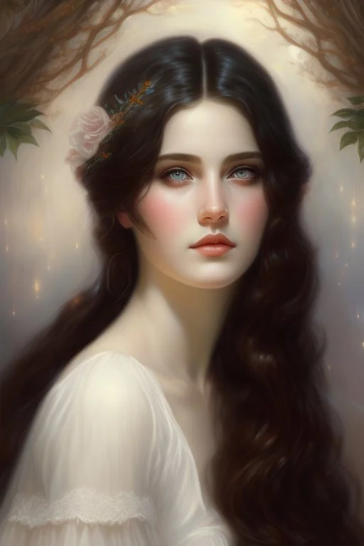 RealvisionxL, Artwork by Albert Lynch, sinking deep into bittersweet melancholia, dark sad eyes, long dark hair, pale skin, night