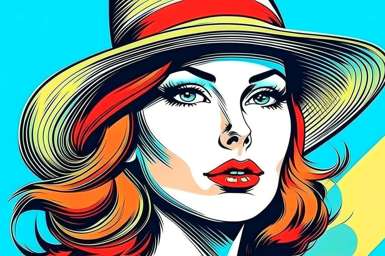 beautiful woman in hat in pop art style vector