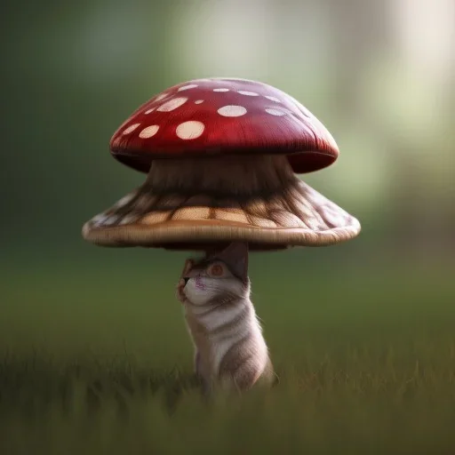 Mushroom cat girl, unreal 5, octane render, cinema4d, redshift render, hyper realistic, cenematic, vibrancy, synthwave, retouch, centered, dynamic lighting, dramatic lighting, 4k, highly detailed, attractive beautiful, realistic, epic composition, holographic,