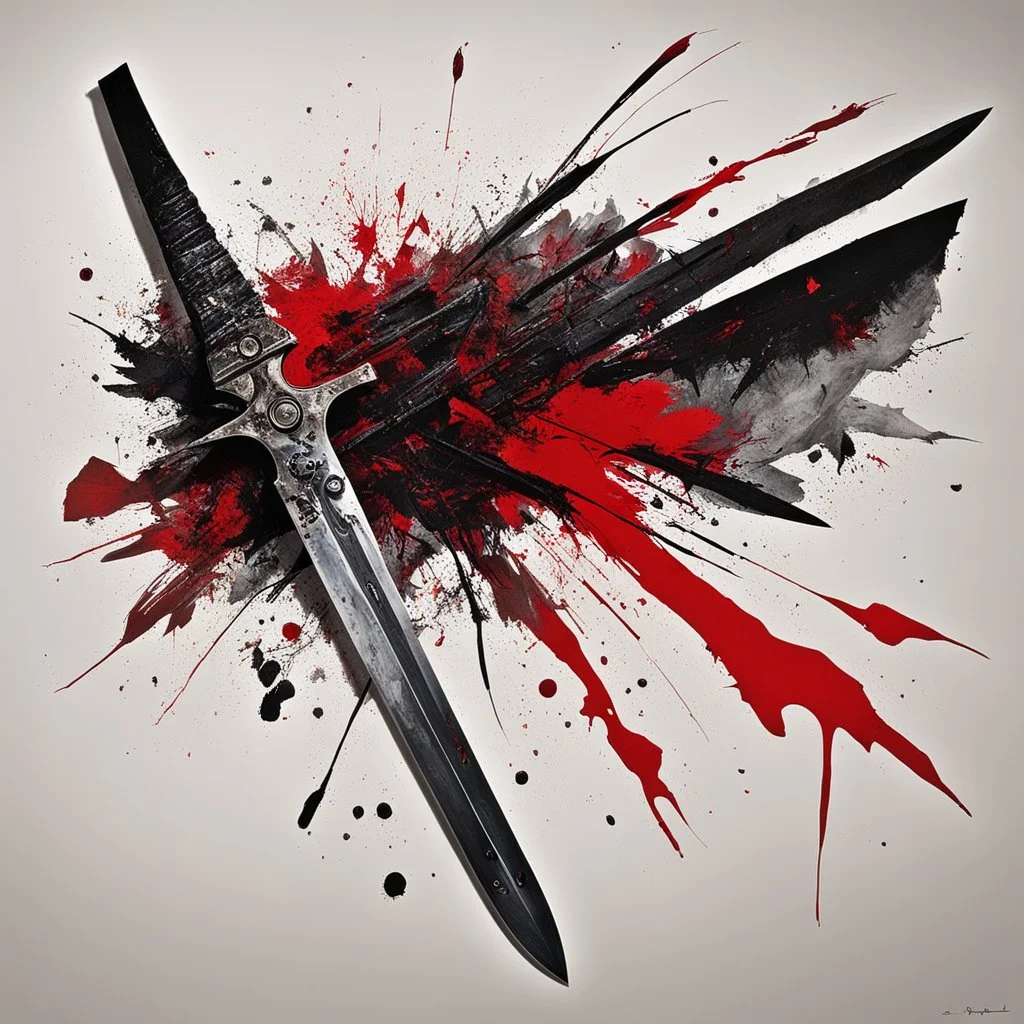 [art by Jean-Paul Riopelle] the name of this knife is "zombie killer", it is a nice bloody blade, well balanced in the hand. It destroyed a lot of zombies' brains