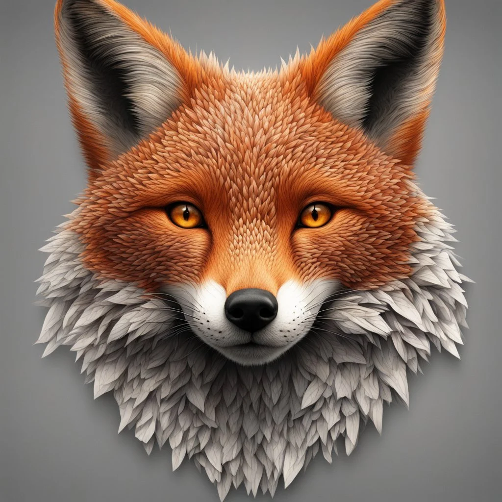 Face of a fox made up of small fox faces, ultra quality, hyper detailed