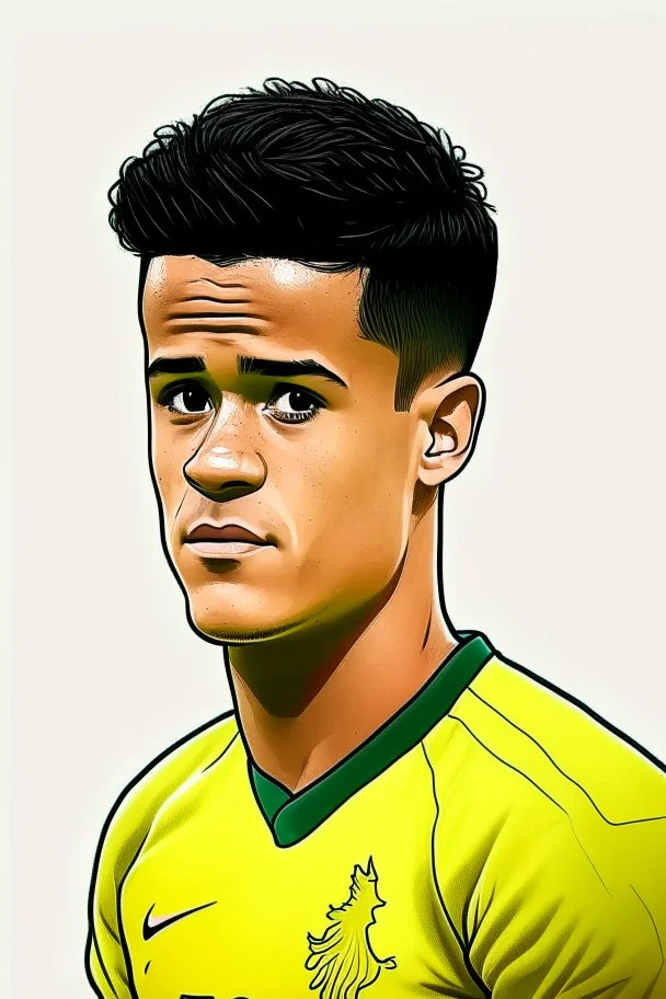 Philippe Coutinho Brazilian football player ,cartoon 2d