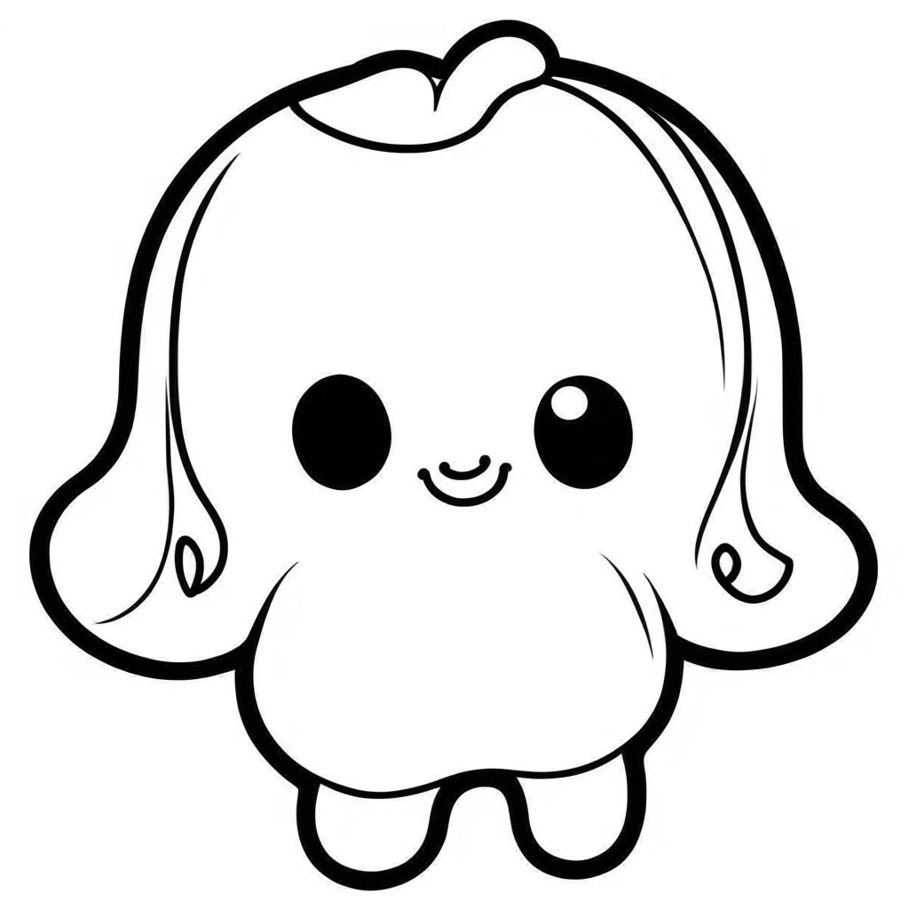 create a 2d black outline, "cute kawaii ghost coloring book for kids", coloring page, low details design, black contour, coloring page design, simple background, colorful , card style, coloring page for kids, white background, sketch style,