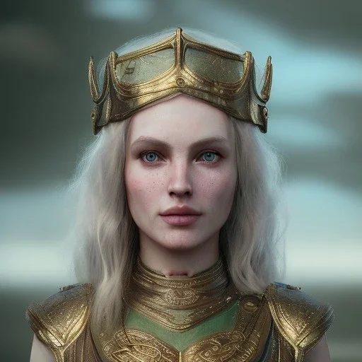 analog style, Celtic goddes, portrait, simmetric eyes, war ambient,queen, wearing amazon outfit, ultra realistic photo