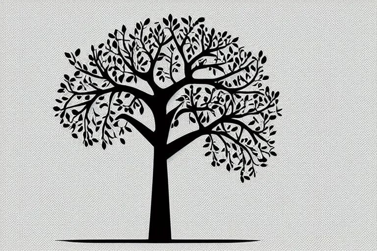 Vector tree illustration white background cut