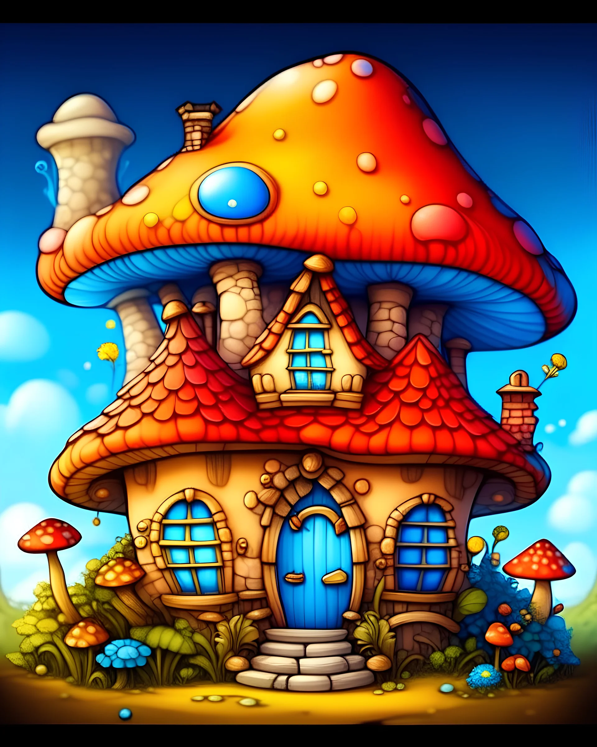 cute mashroom house ,adult book cover