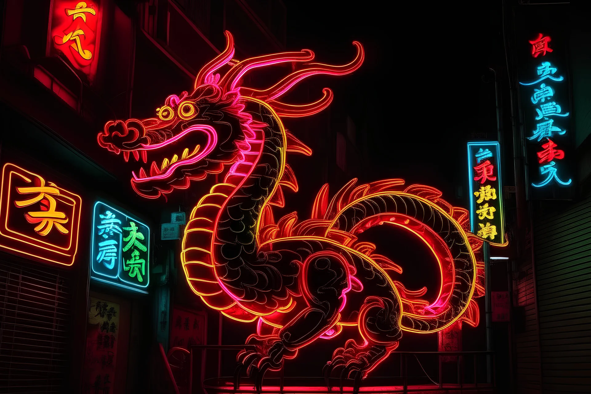 Year of the Dragon neon Tokyo