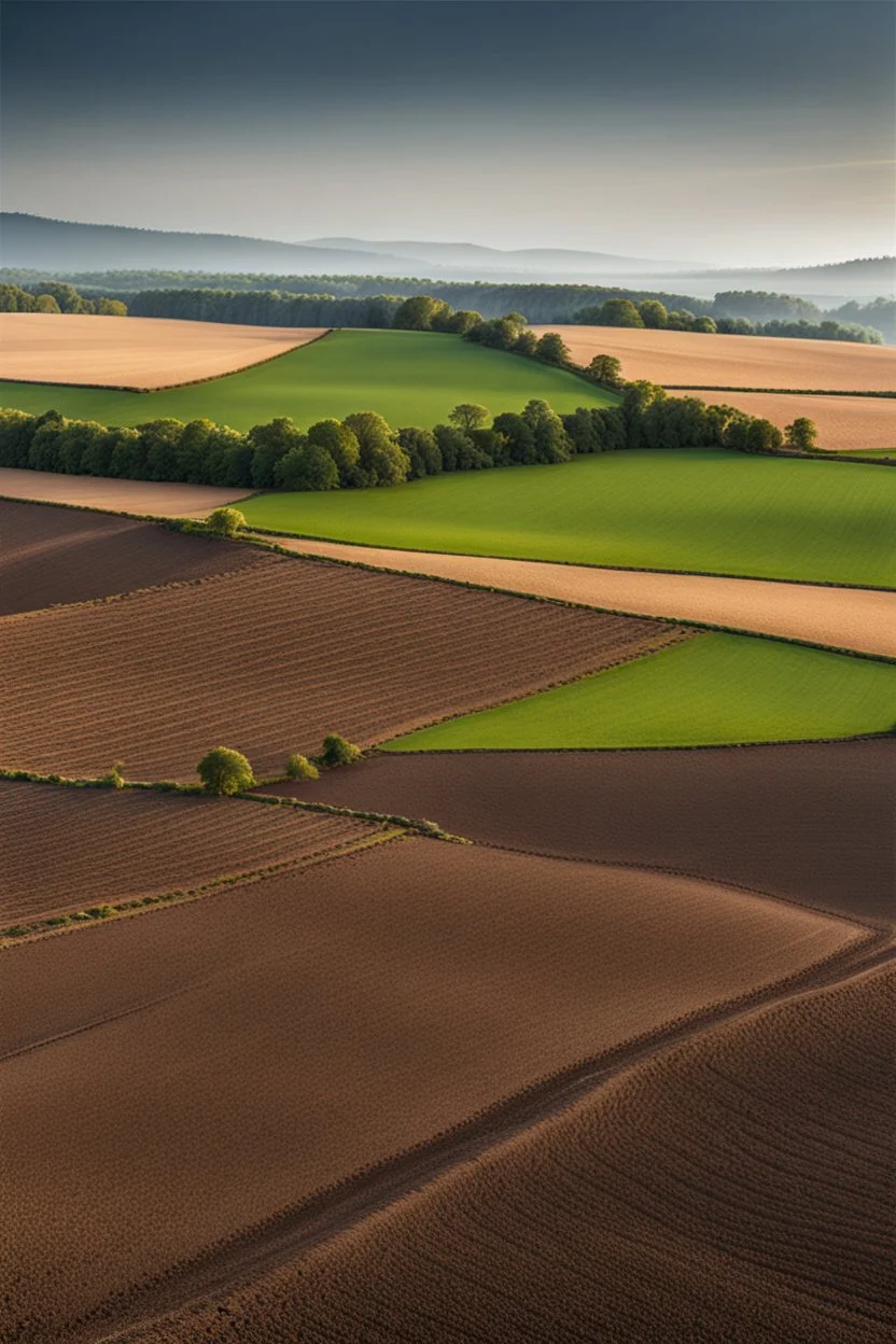 A beautiful landscape with a side view of a ploughded land