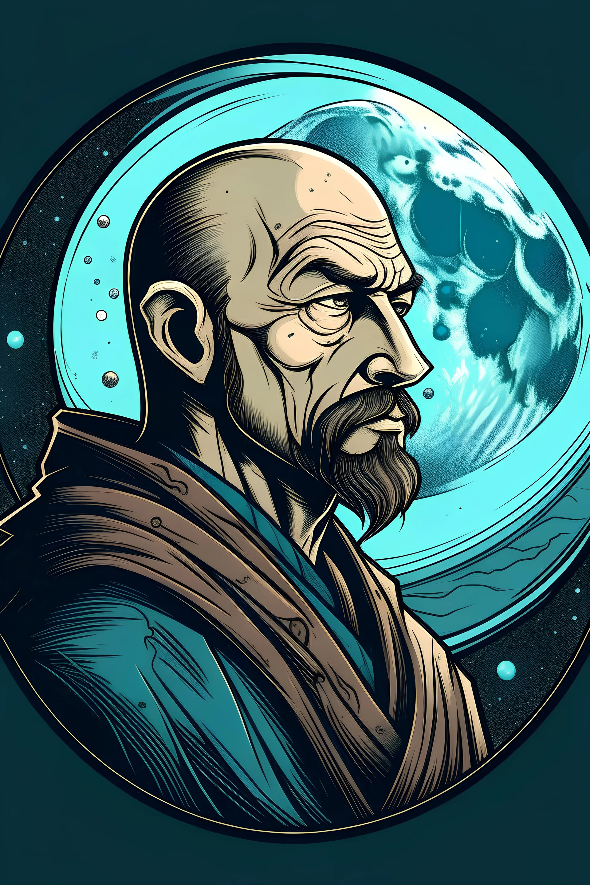 man with moon iconography dnd portrait