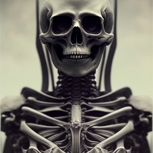 skeleton warrior full with flesh and blood in hr giger style, steam punk, realistic, made in octane, cinematic, ultra-realistic, extremely detailed octane rendering, 8K, VRAY Super Real ar 2:3, dof photorealistic futuristic 50mm lens hard lighting dark gray tintype photograph, realistic lighting, sepia color