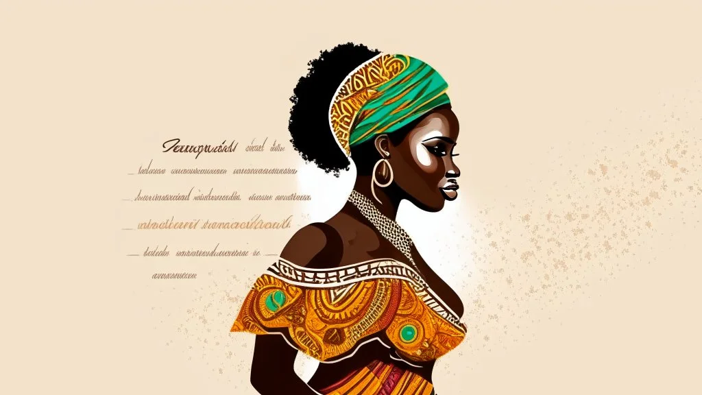 Logo, design, African woman, oil painting, graphic, drawing, white background, cartoonthe