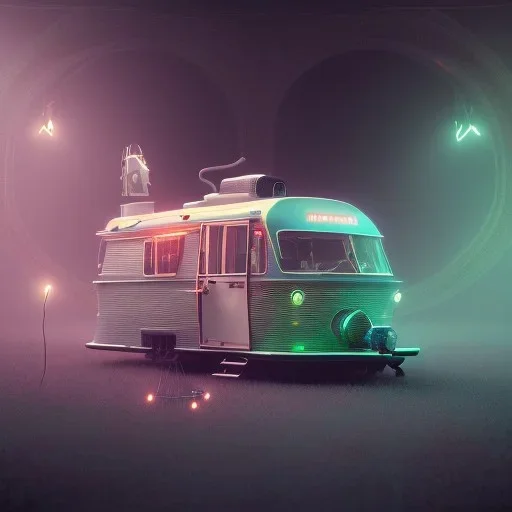 Caravan, ultra realistic, intricate details, ultra highly detailed, shiny, smooth, studio quality, octane render, Surrealism, Triadic colour scheme,glow-stick, ambient lighting,nightclub lighting, polaroid, 100mm, --ar 1:1 --v4