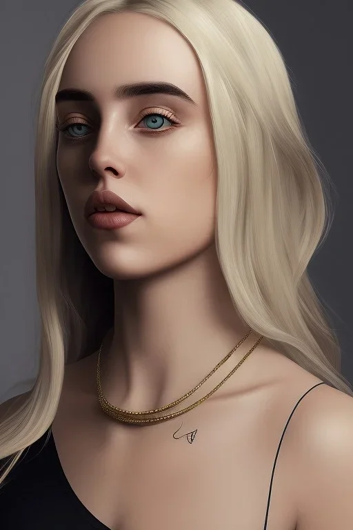 Billie Eilish, sitting on a chair, Black Short Dress, high detail, realistic, 8k