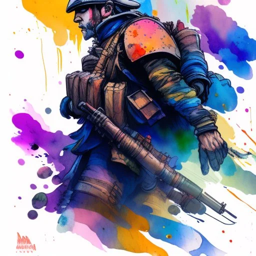 war soldiers,Directed by Tony Moy, comic watercolor illustrations,masterpiece, best quality, colorful paint, swirling paint, Directed by Stobe Harju.