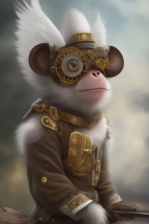 cute steampunk monkey with wings