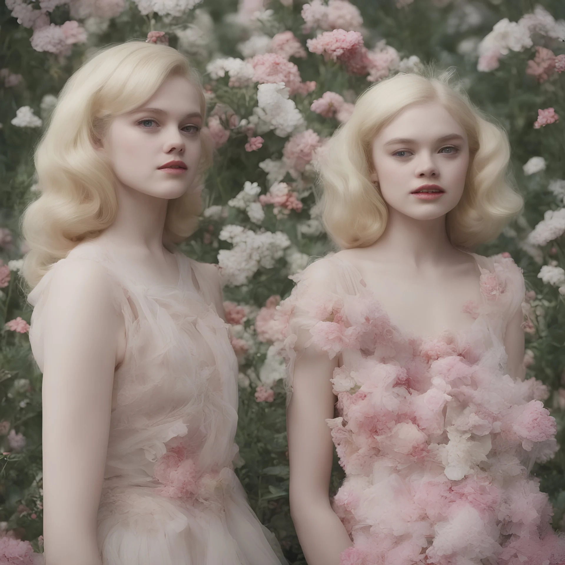 Elle fanning and dakota fanning , as flowers, as Marilyn monroe