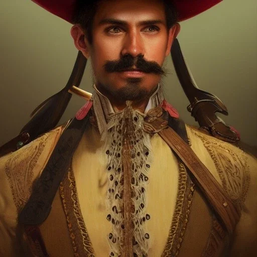 portrait,"Insanely detailed photograph of a male western mustachioed crossbowman", detailed charro, sequenced Sombrero, detailed held dagger, digital painting, artstation, concept art, sharp focus, illustration, art by artgerm and greg rutkowski and alphonse mucha, 8 k,fantasy, unreal engine