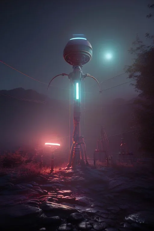 3d, si-fi hunger, middle stand on round platform, connected by wires , vr googles, beautifully color coded, super detailed, moody lighting, volumetric lighting, night time, glowing veins, mass effect, vertical light glow