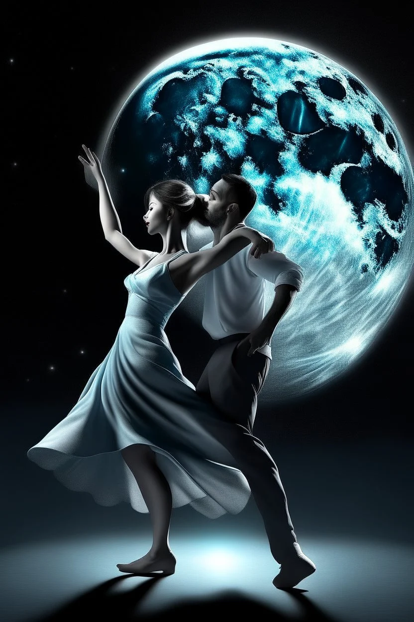 Poster song about dancing under the moon Photorealistic