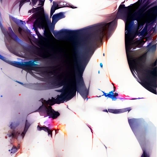 leaning pose, watercolor illustration by <agnes cecile> <Yoji Shinkawa>,